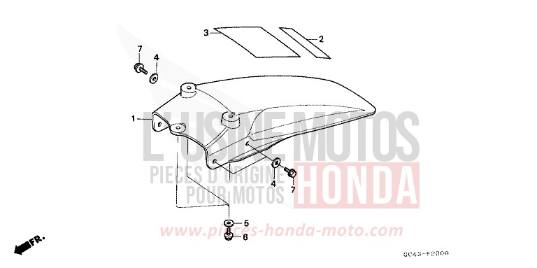 GARDE-BOUE ARRIERE de CR80R "Grandes Roues" FLASH RED (R119) de 1985